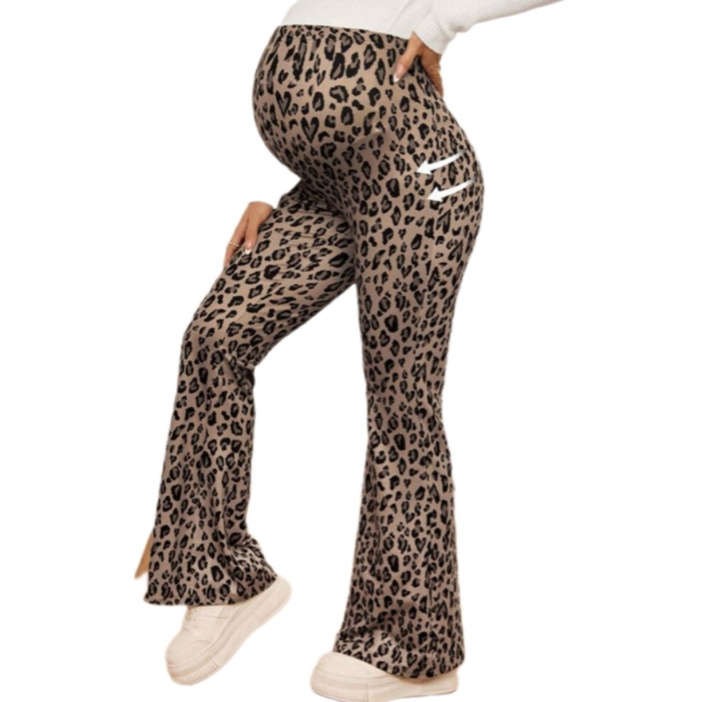 NWOT Leopard Print Maternity Flare Pants